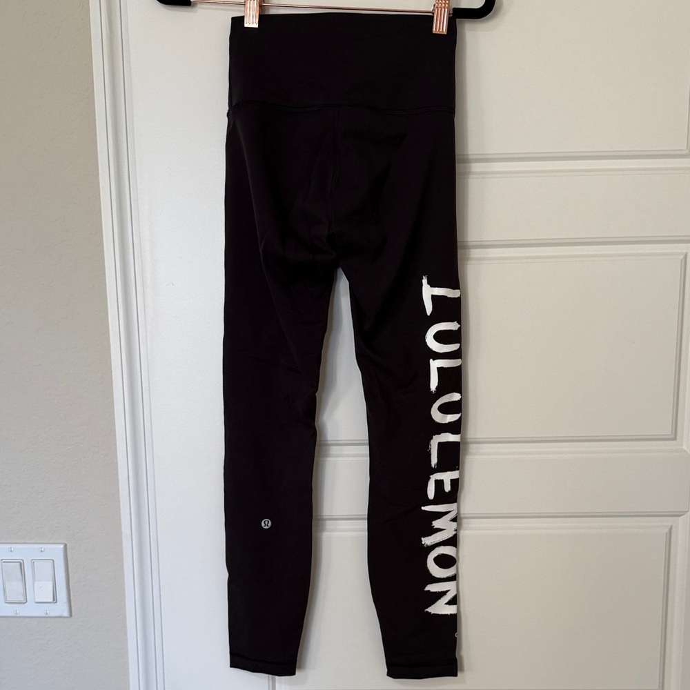 lululemon athletica Black Leggings with White Lettering